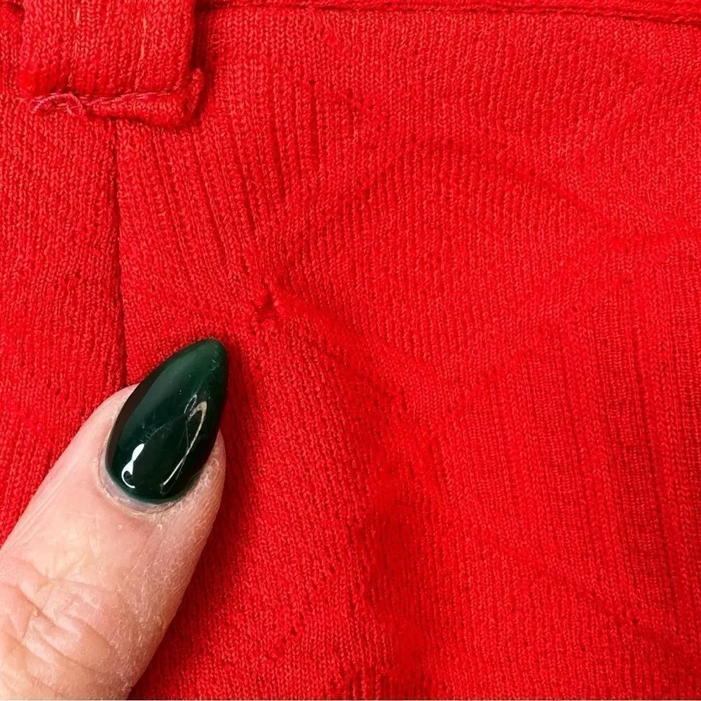 Vintage Vivid Red Patterned Polyester Double Knit Pants Size 32 x 30